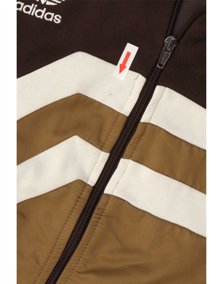 Adidas Mens Treino Top Jaqueta Grande Algodão Colorblock Marrom