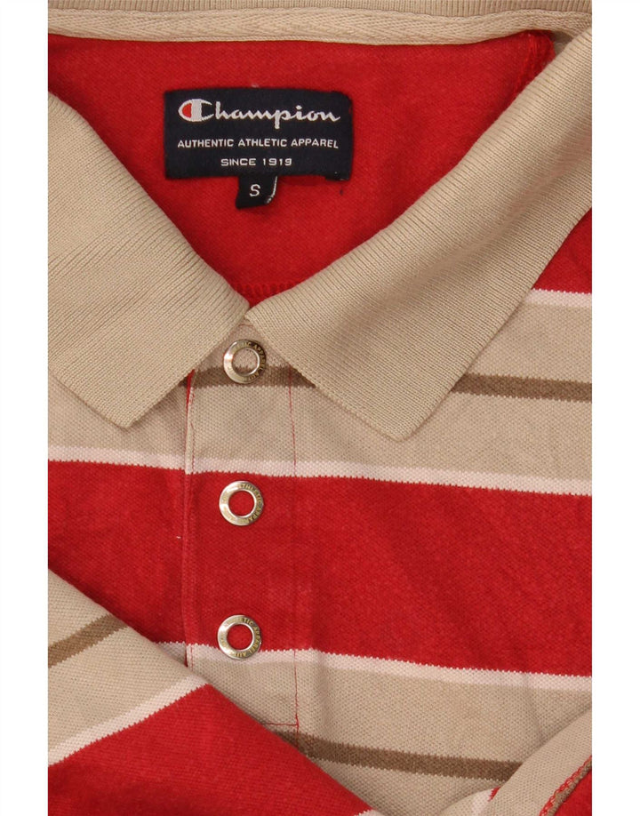 Camisa polo masculina Champion pequena listrada vermelha