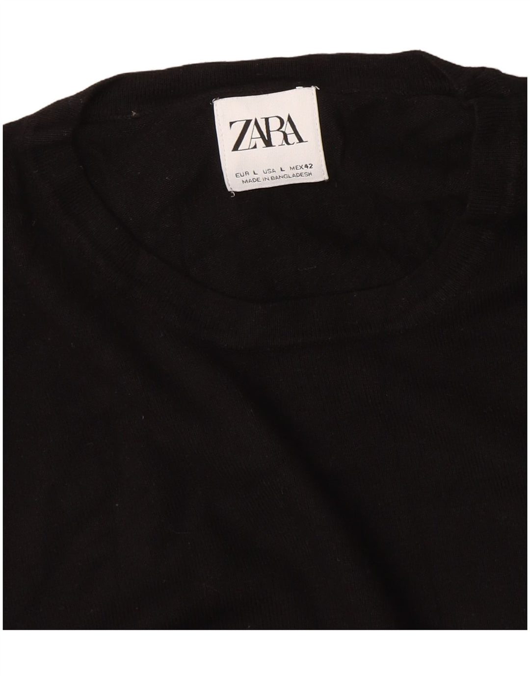 Zara Suéter feminino com gola redonda, Reino Unido 14, grande, preto