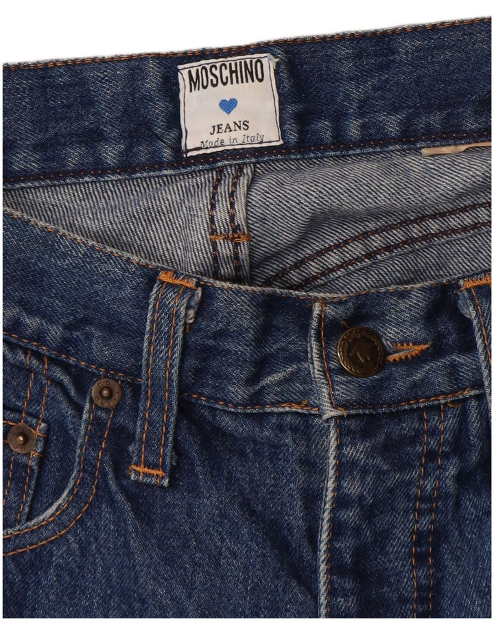Jeans cônicos femininos Moschino W28 L30 azul