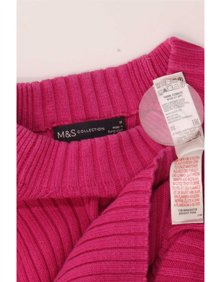 Suéter feminino Marks & Spencer com gola tartaruga Reino Unido 14 algodão rosa médio