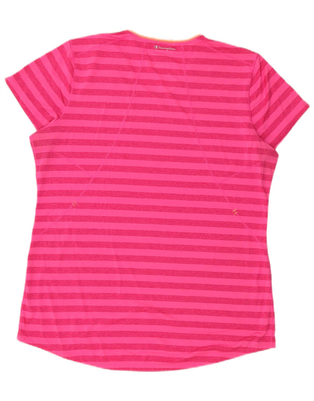 Camiseta feminina Champion UK 16 grande poliéster listrado rosa