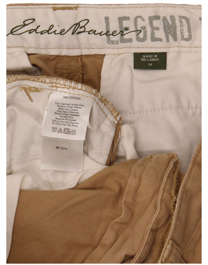 EDDIE BAUER Mens Chino Shorts W33 Algodão Cáqui Médio