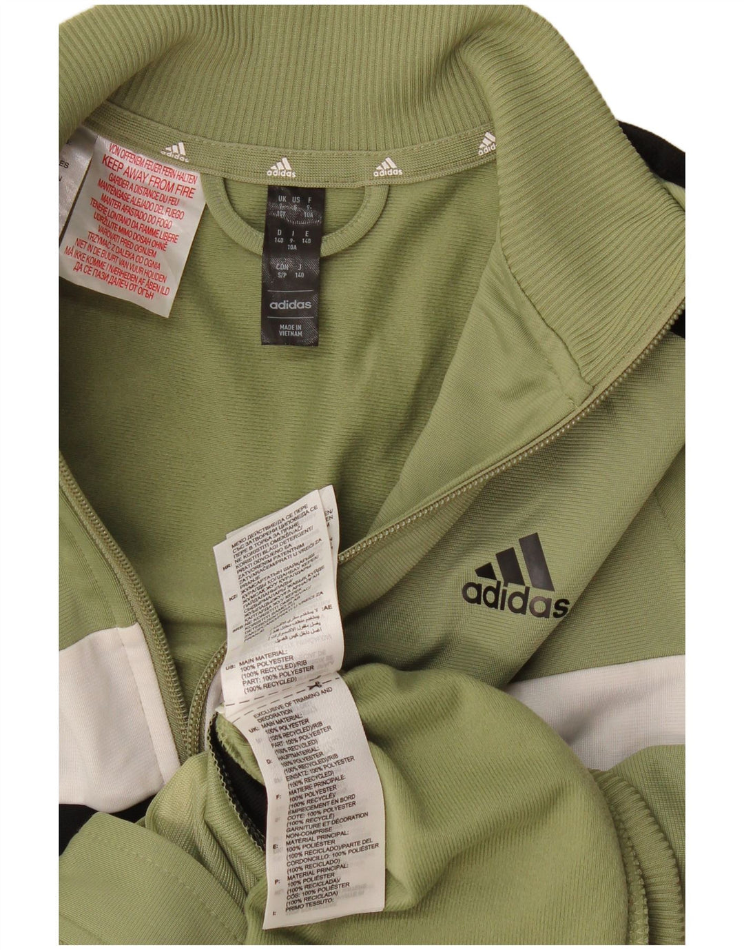 Jaqueta Adidas Meninos Treino Top 9-10 Anos Cáqui Colorblock Poliéster