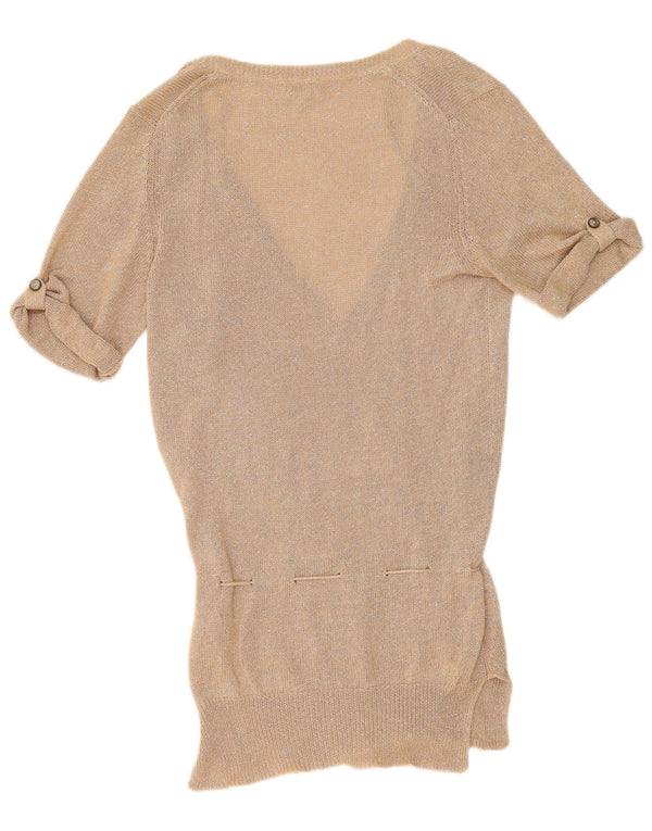 Vestido jumper feminino Massimo Dutti UK 14 linho bege médio manchado