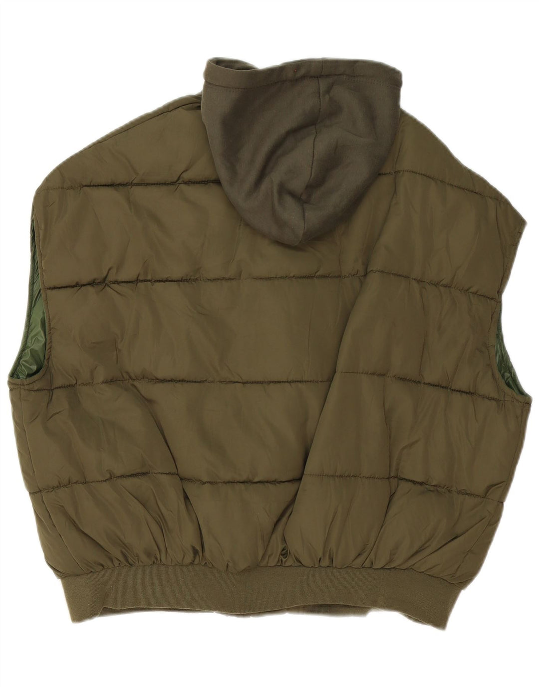 Zara Womens Hooded Oversized Gilet UK 10 Pequeno Poliéster Cáqui