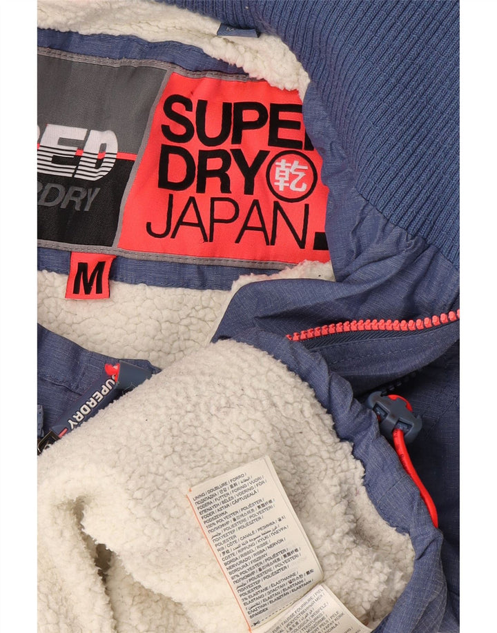 Jaqueta corta-vento feminina Superdry com capuz Sherpa Reino Unido 14 azul médio
