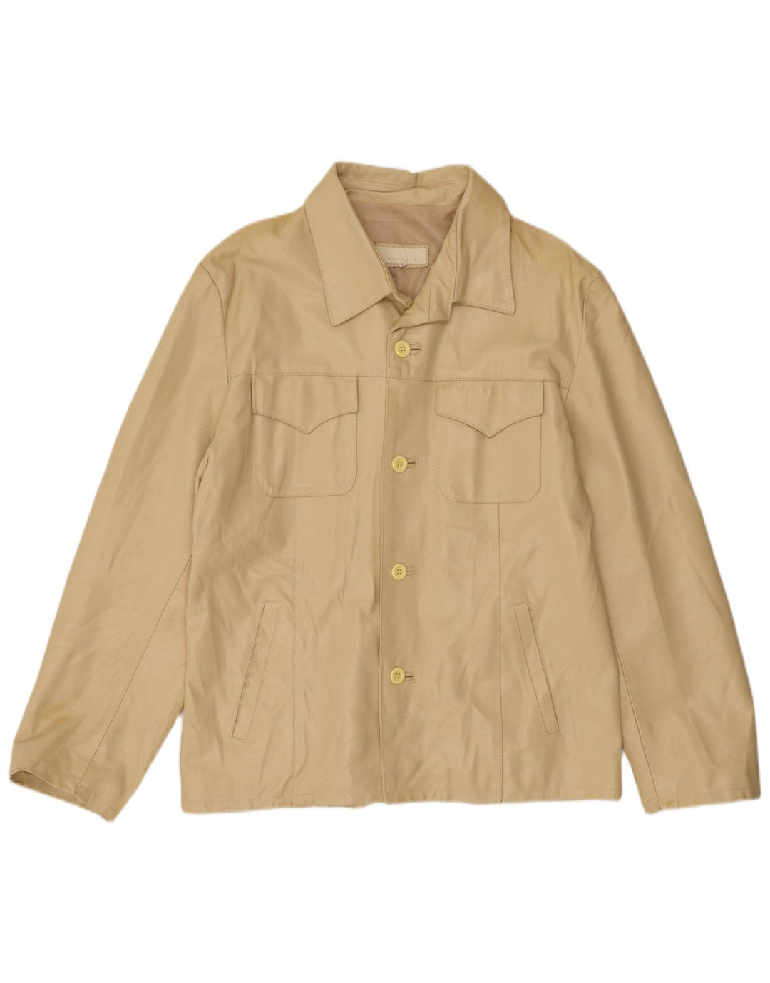 Jaqueta de couro masculina Bayside UK 40 couro bege grande