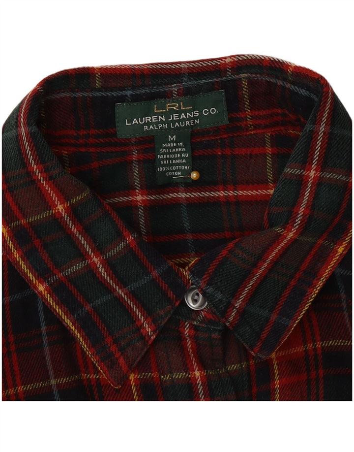 Camisa de flanela feminina Ralph Lauren Reino Unido 14 algodão xadrez vermelho médio