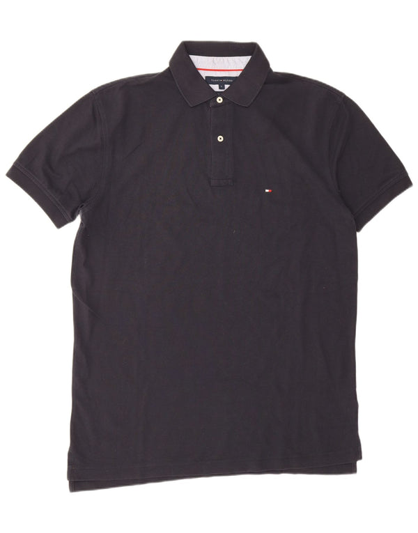Camisa polo masculina Tommy Hilfiger grande algodão azul marinho