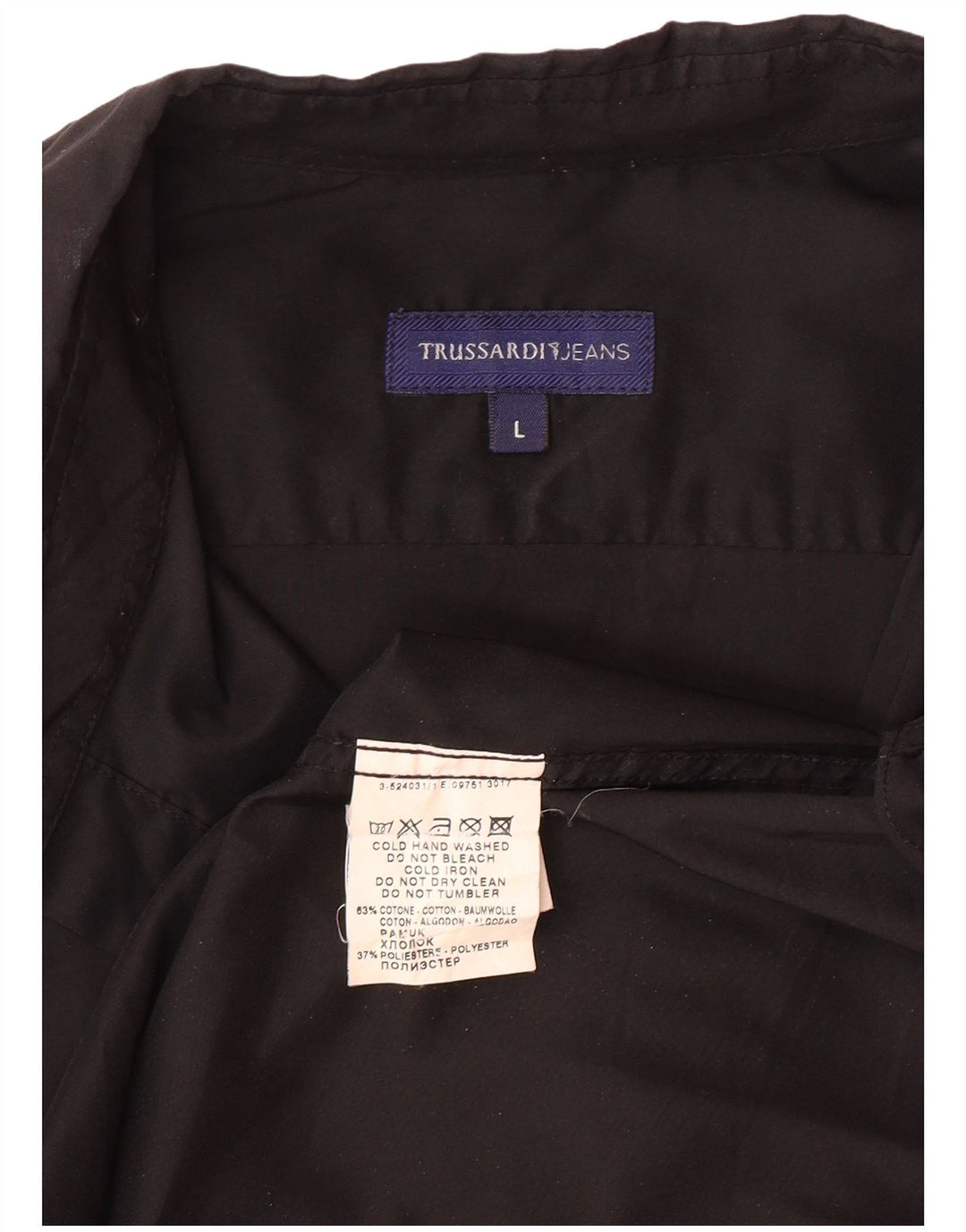Camisa masculina TRUSSARDI JEANS grande algodão preto