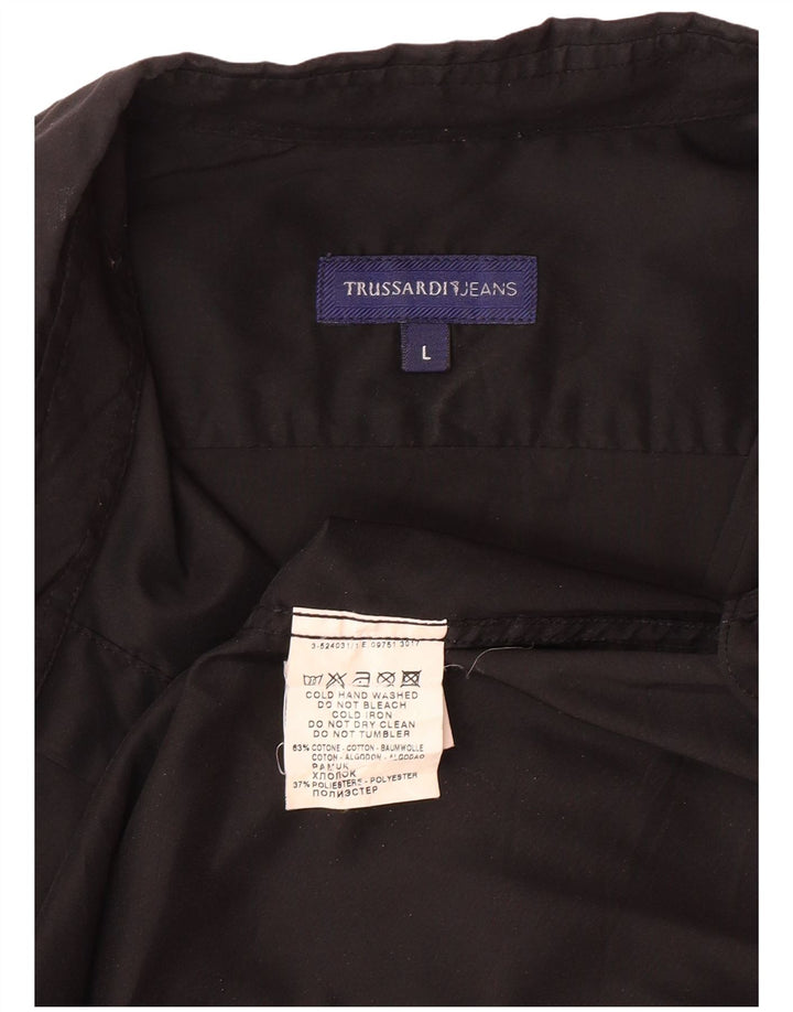 Camisa masculina TRUSSARDI JEANS grande algodão preto