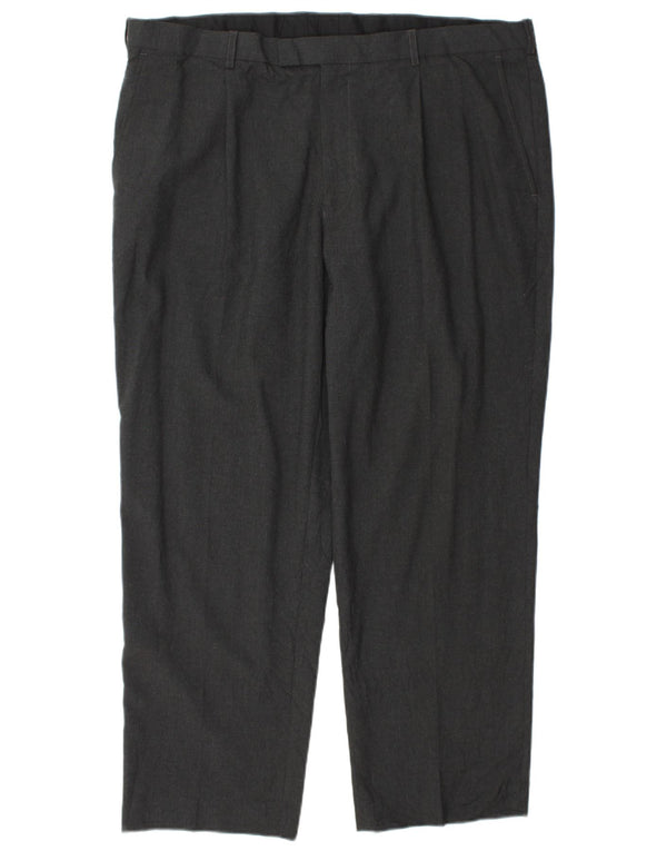 Calça masculina de terno cônico Marks & Spencer W42 L29 poliéster cinza