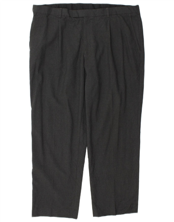 Calça masculina de terno cônico Marks & Spencer W42 L29 poliéster cinza