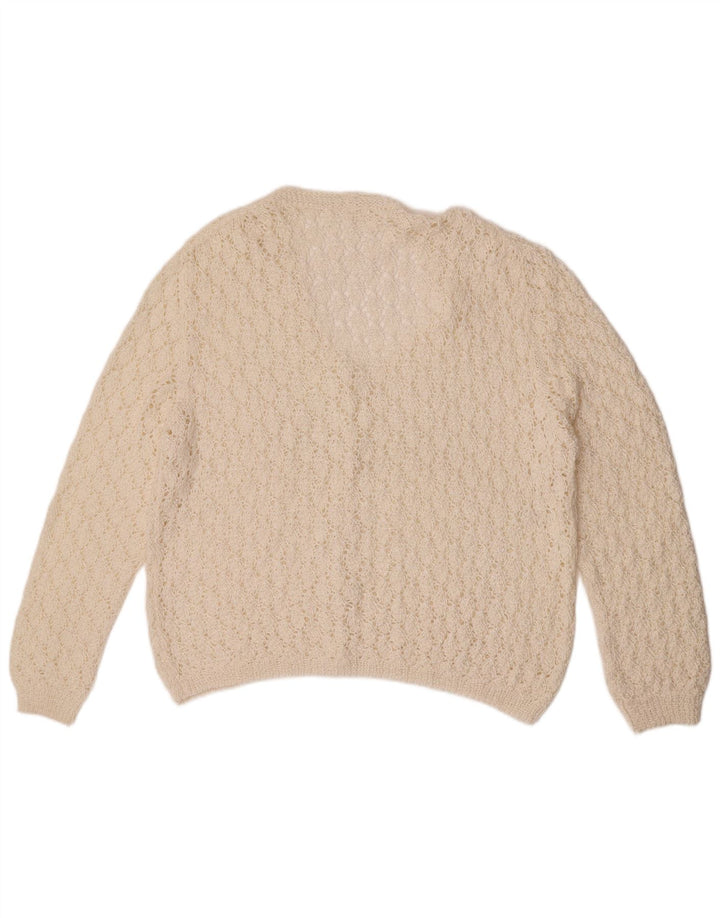 Suéter Cardigan Feminino Vintage UK 18 XL Branco