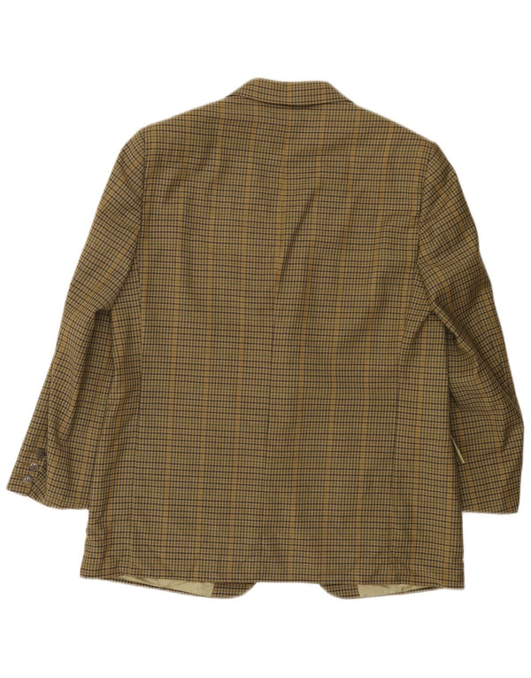 Jaqueta blazer masculina vintage com 2 botões Reino Unido 38 xadrez cáqui médio