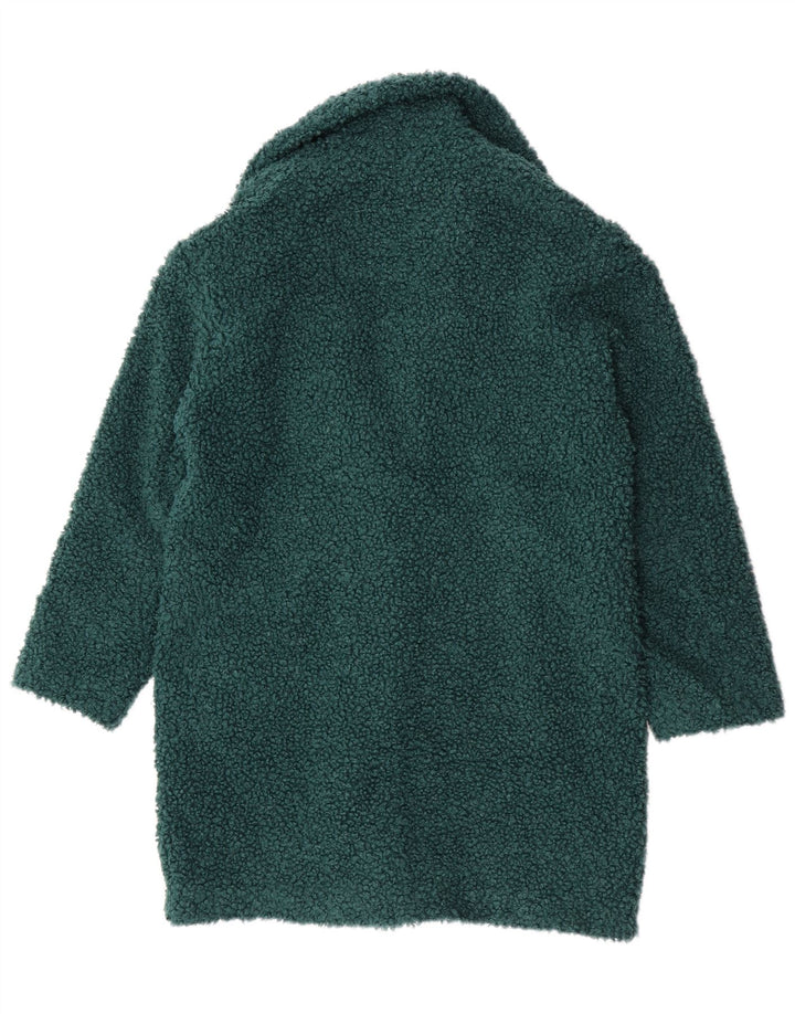 Sobretudo de lã feminino Marks & Spencer Reino Unido 12 poliéster verde médio