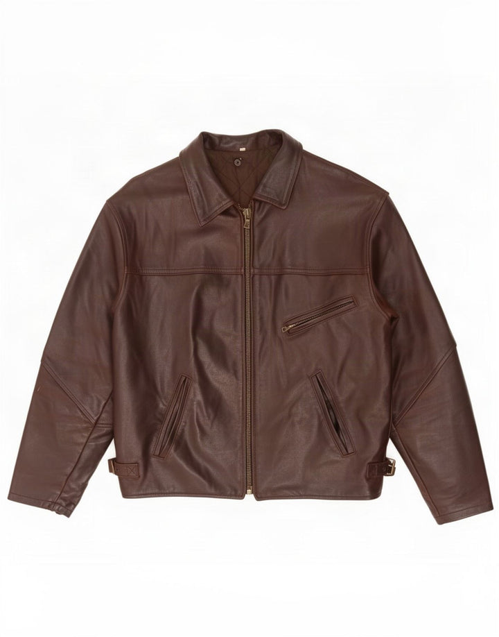 Jaqueta de couro masculina vintage UK 42 XL marrom