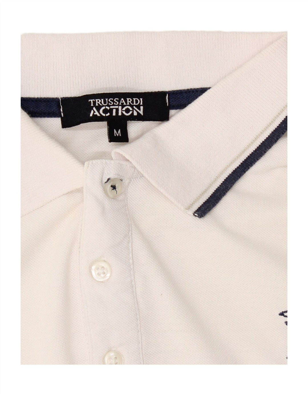 TRUSSARDI Mens Polo Shirt Medium White Cotton Vintage Trussardi and Second-Hand Trussardi from Messina Hembry 