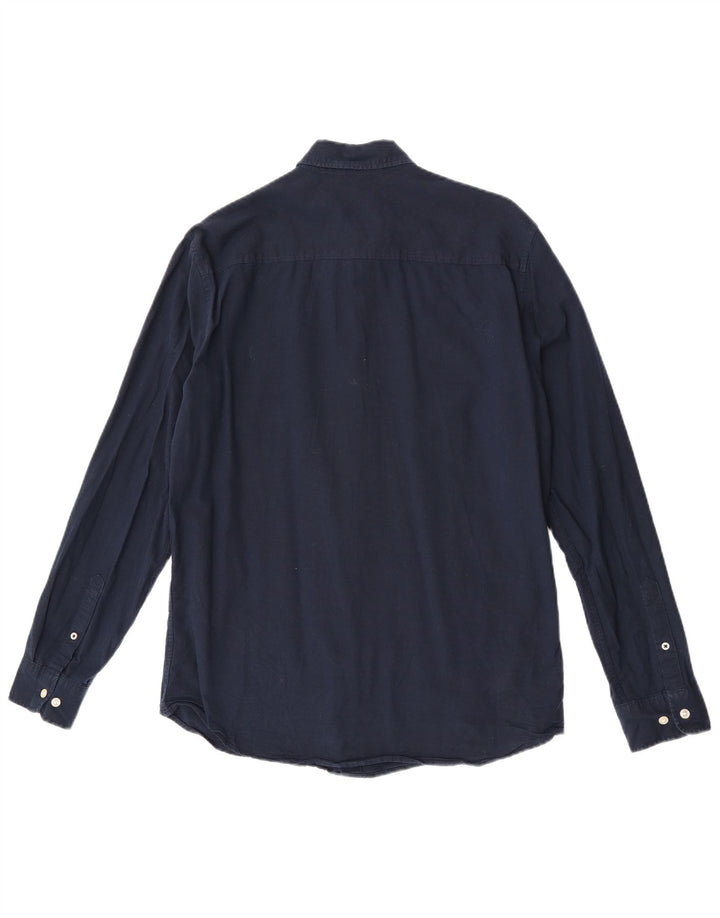 Camisa masculina Slim Fit Jack & Jones de algodão azul marinho médio