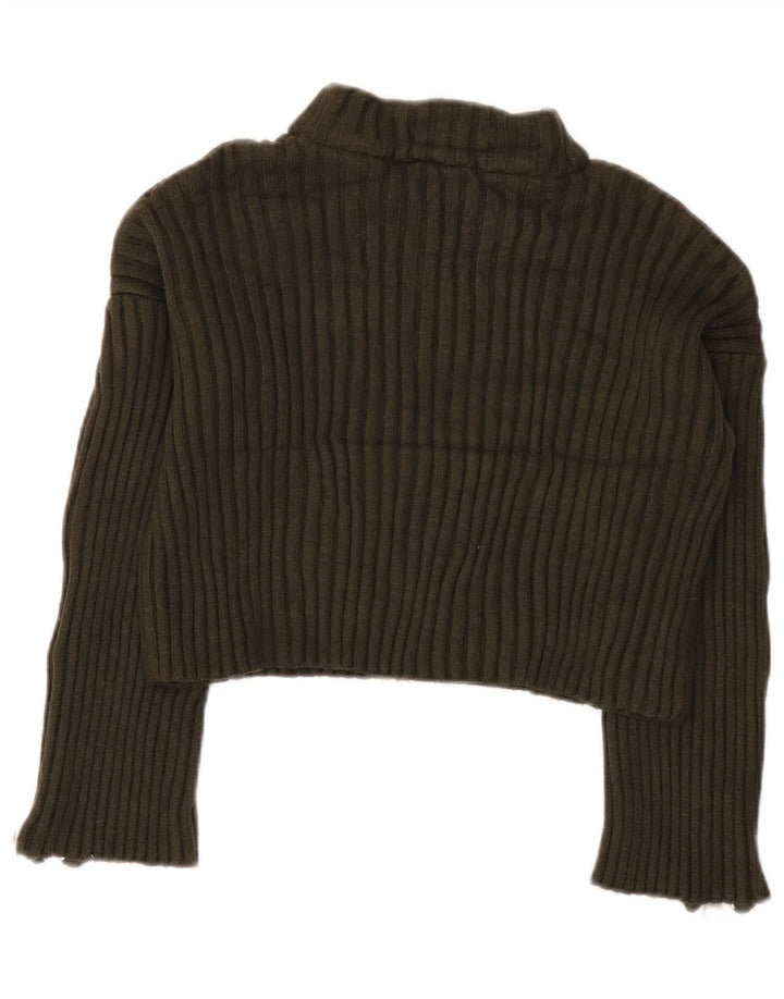 Suéter feminino Zara com gola alta e gola tartaruga, Reino Unido 10 pequeno cáqui