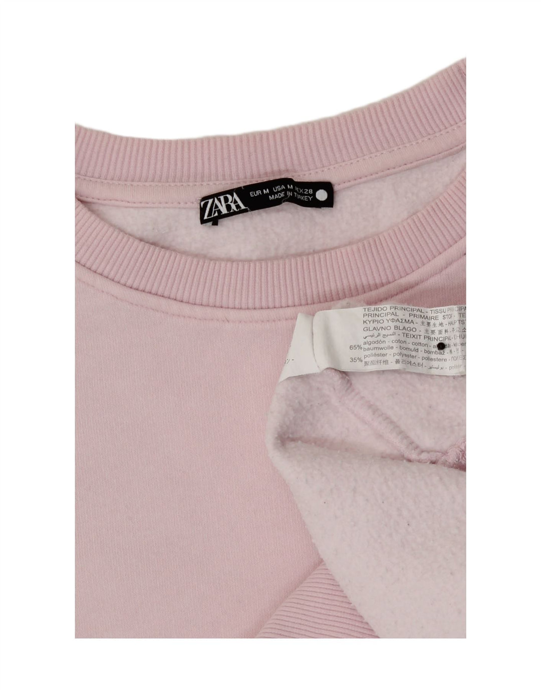 Zara moletom feminino jumper UK 12 algodão rosa médio