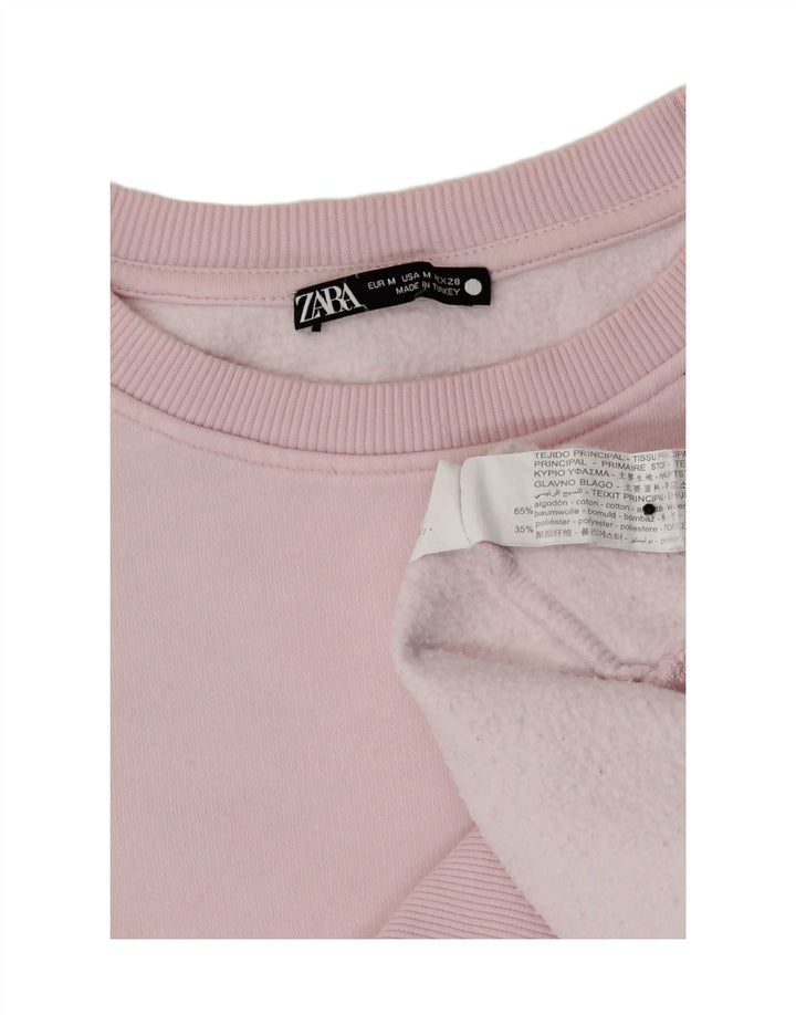 Zara moletom feminino jumper UK 12 algodão rosa médio