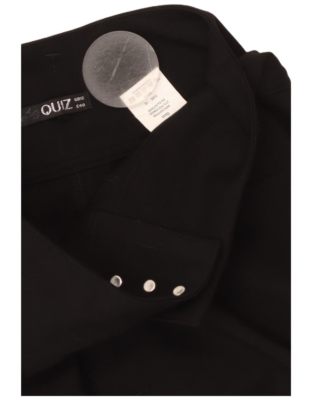 QUIZ Calça feminina casual fina de cintura alta Reino Unido 12 médio W28 L28 preta