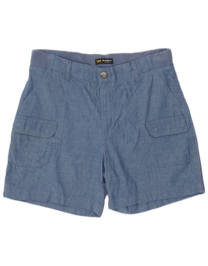 Shorts cargo feminino Lee de cintura média e ajuste relaxado W34 grande azul