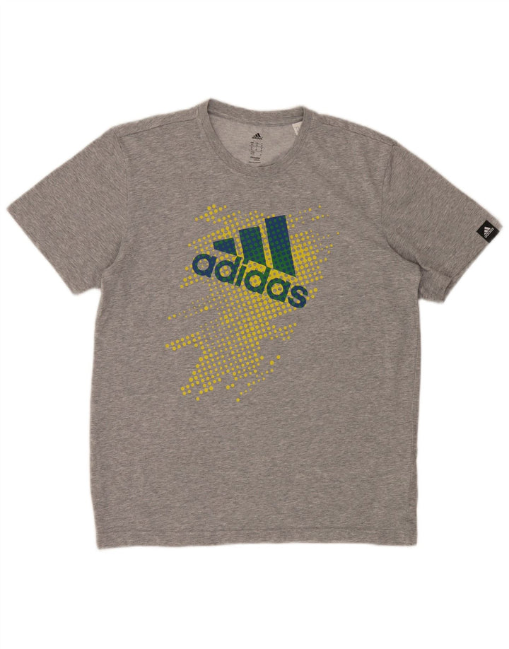 ADIDAS Mens Climalite Graphic T-Shirt Top Médio Algodão Cinzento