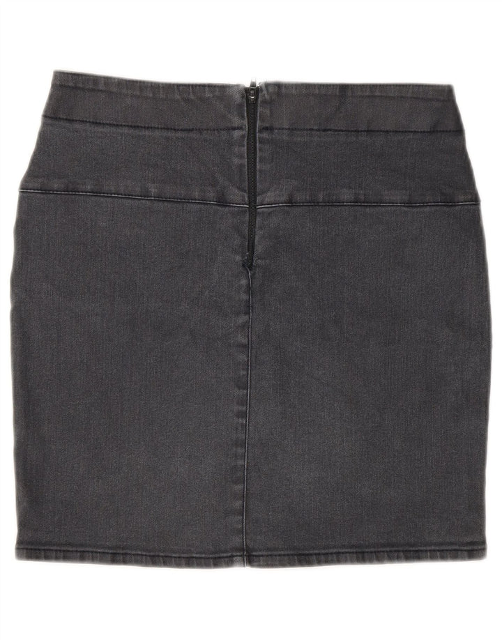 Mini saia jeans feminina Zara EU 36 XS W26 cinza
