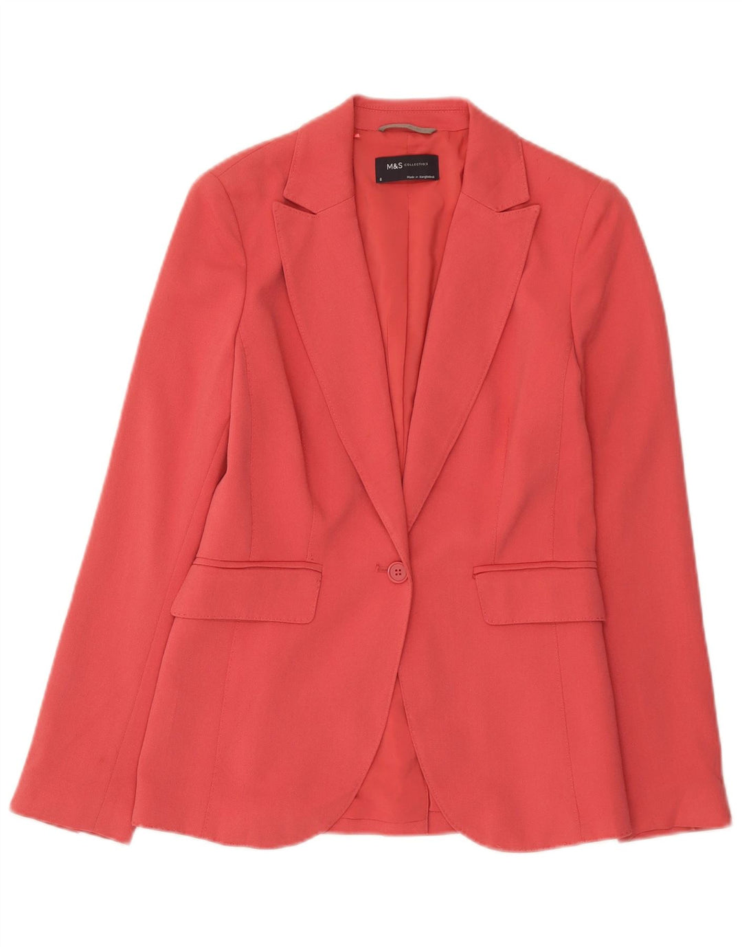 Jaqueta blazer feminina Marks & Spencer com 1 botão Reino Unido 8 poliéster rosa pequeno