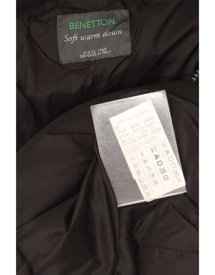 Casaco acolchoado com capuz feminino Benetton UK 10 pequeno preto