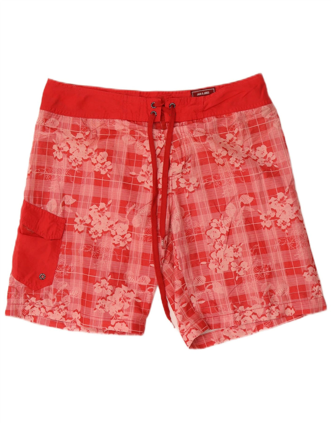 Shorts de natação masculino Jack & Jones grande poliéster floral vermelho