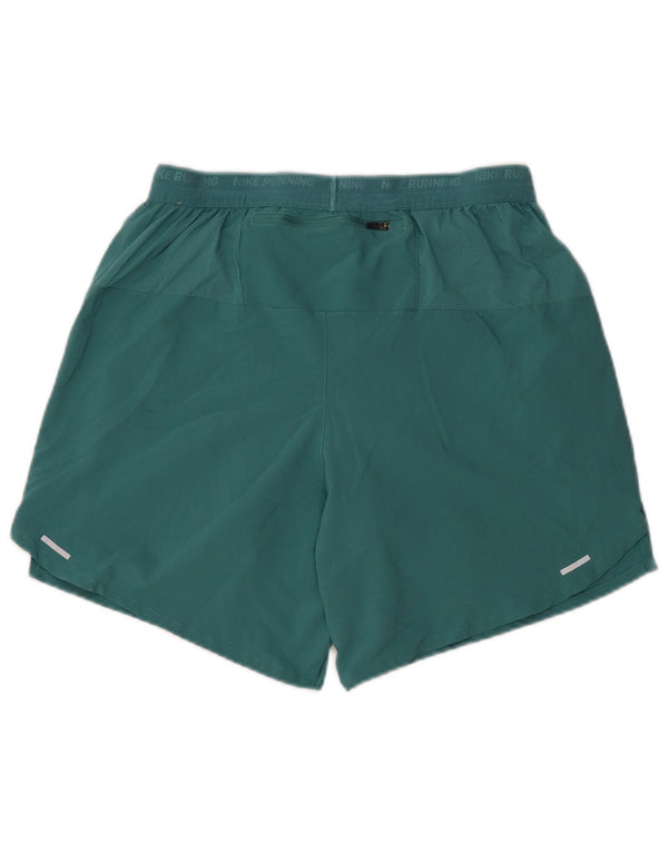 Shorts esportivos femininos NIKE Dri Fit Graphic UK 14 poliéster verde médio