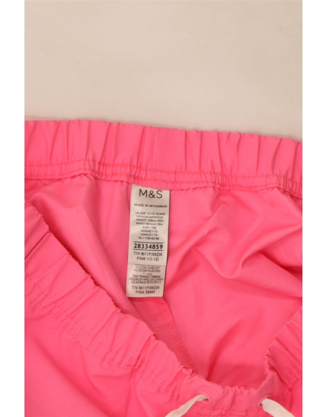 Shorts esportivos femininos Marks & Spencer 12-13 anos poliéster rosa