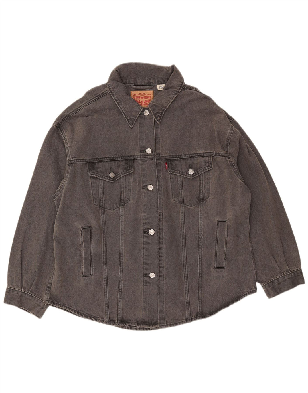 Jaqueta jeans oversized feminina Levi's Reino Unido 16 grande algodão cinza