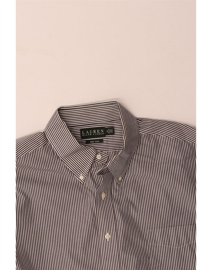 Camisa masculina RALPH LAUREN tamanho 18 2XL algodão listrado preto