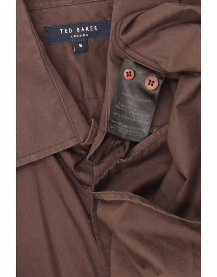 Camisa masculina Ted Baker tamanho 5 grande algodão marrom