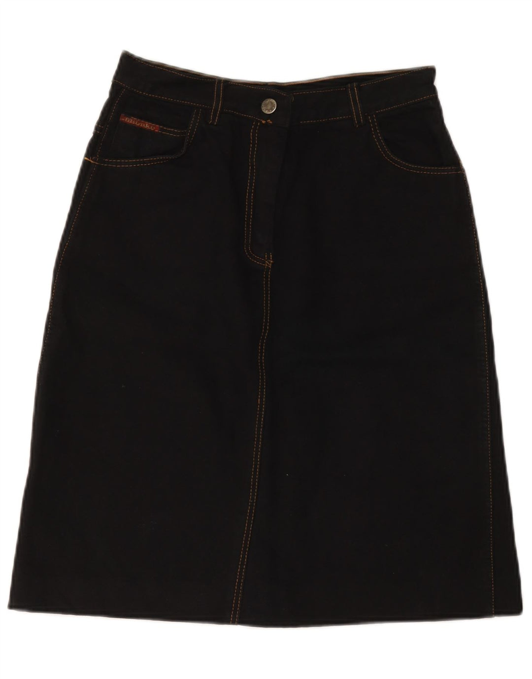 Saia jeans feminina vintage IT 42 médio W28 algodão preto