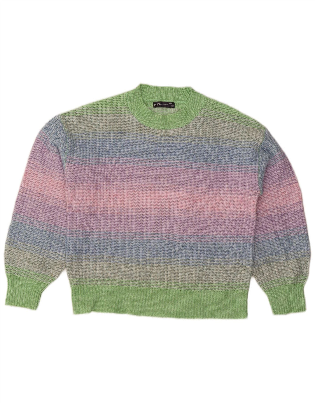Suéter feminino Marks & Spencer com gola redonda Reino Unido 14 médio multicolorido