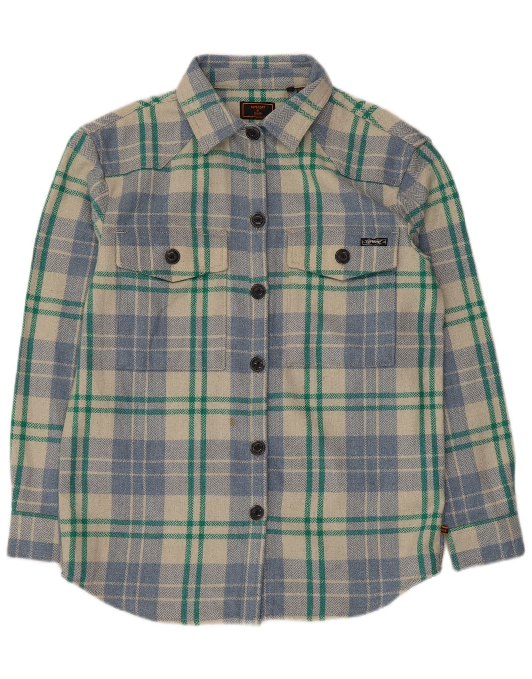Camisa de flanela superdimensionada feminina Superdry UK 10 pequena xadrez multicolorida