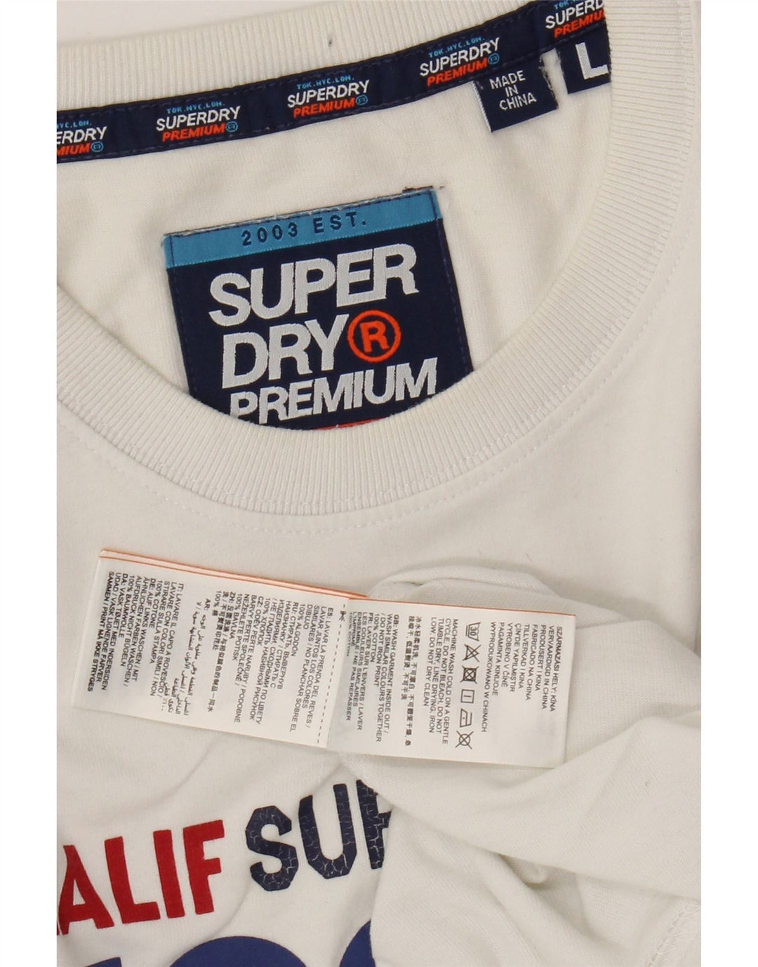 Camiseta masculina gráfica SUPERDRY grande algodão branco