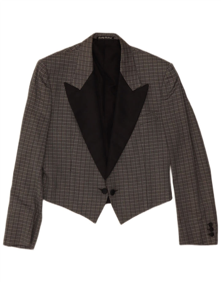 Jaqueta blazer feminina Sidi com peito duplo IT 48 XL cinza xadrez seda