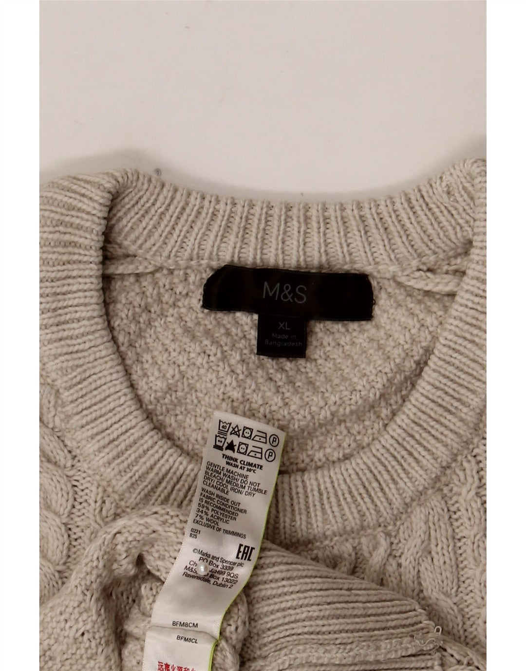 Suéter masculino Marks & Spencer com gola redonda XL poliéster cinza