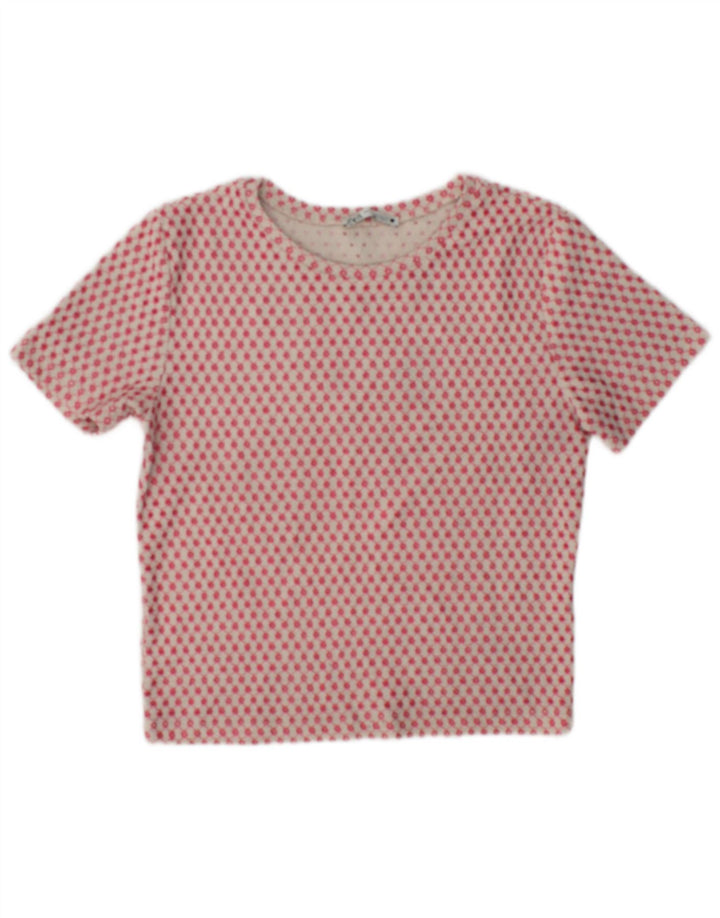 Zara Womens Crop Top UK 12 Médio Rosa Geométrico