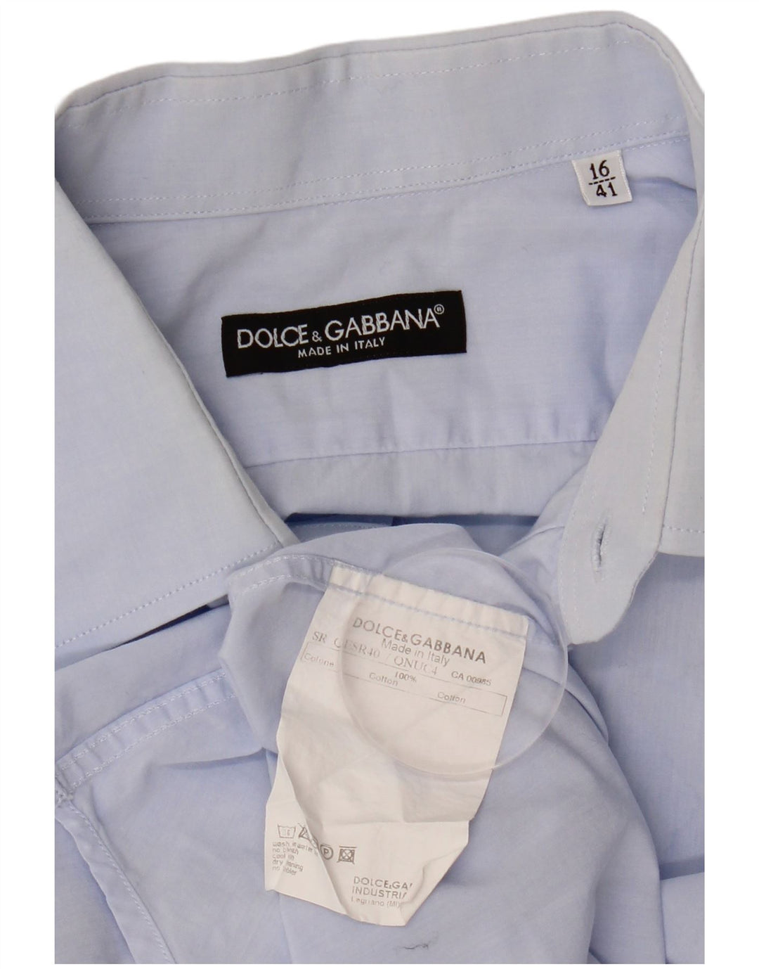 Camisa masculina DOLCE & GABBANA tamanho 16 41 grande algodão azul