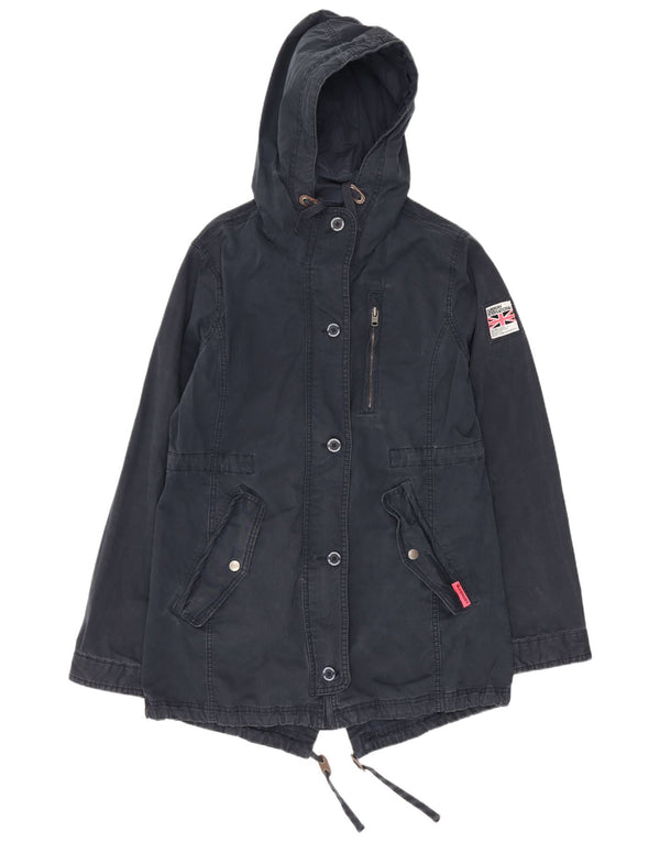 Jaqueta Parka Feminina Superdry com Capuz Reino Unido 16 Grande Algodão Azul Marinho