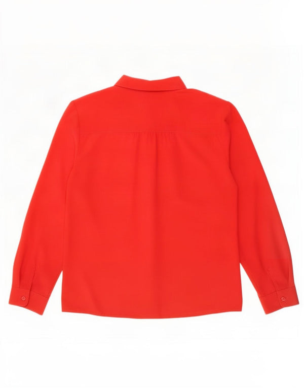 Blusa feminina vintage US 10 grande poliéster vermelho