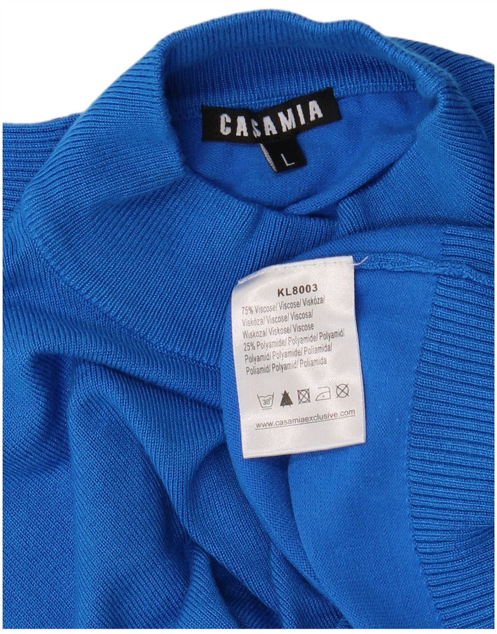 Suéter feminino CASAMIA com gola tartaruga Reino Unido 16 grande viscose azul